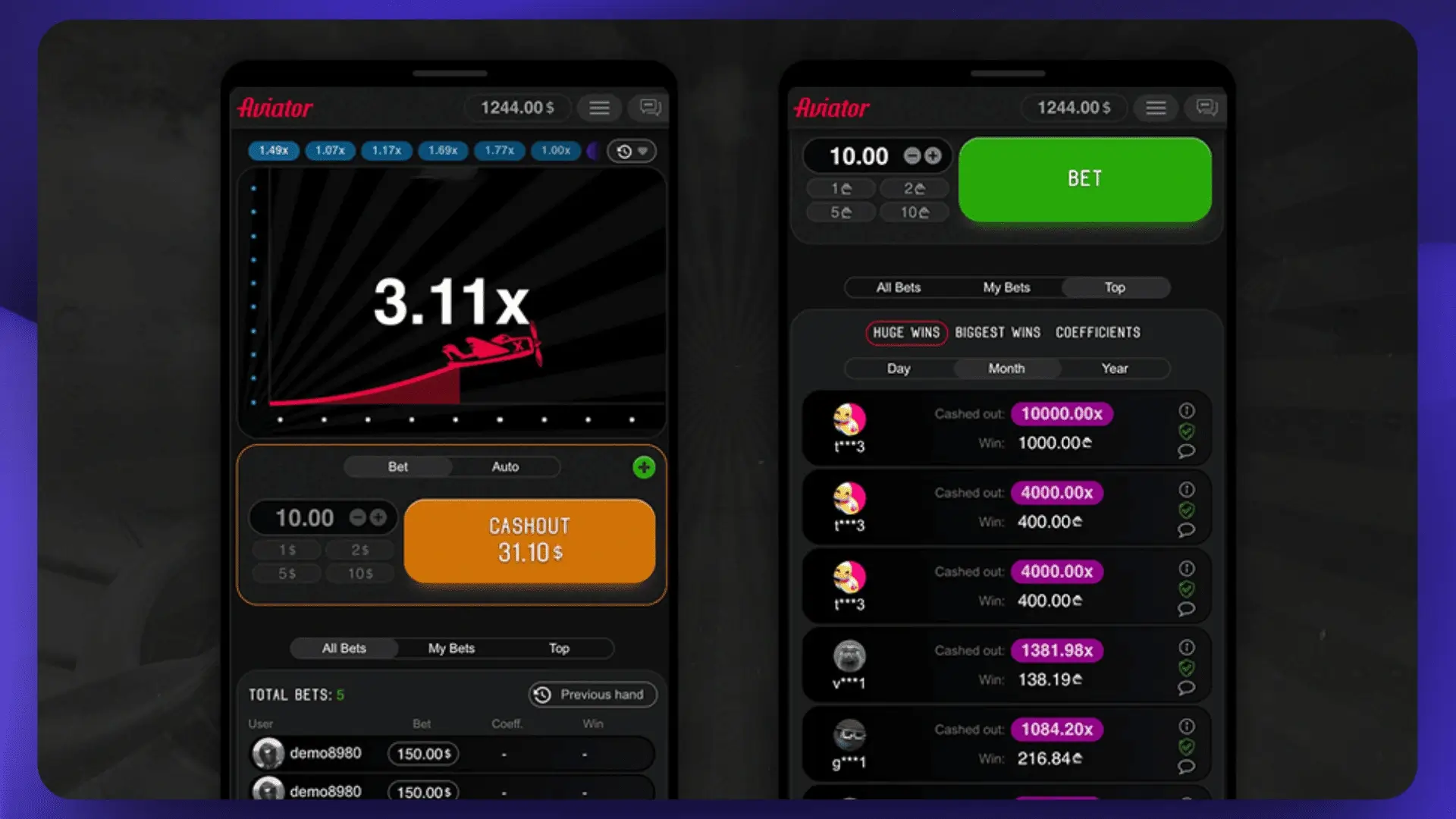 Aviator Glory Casino India — mobile gameplay showing rising multiplier and cashout button for INR players